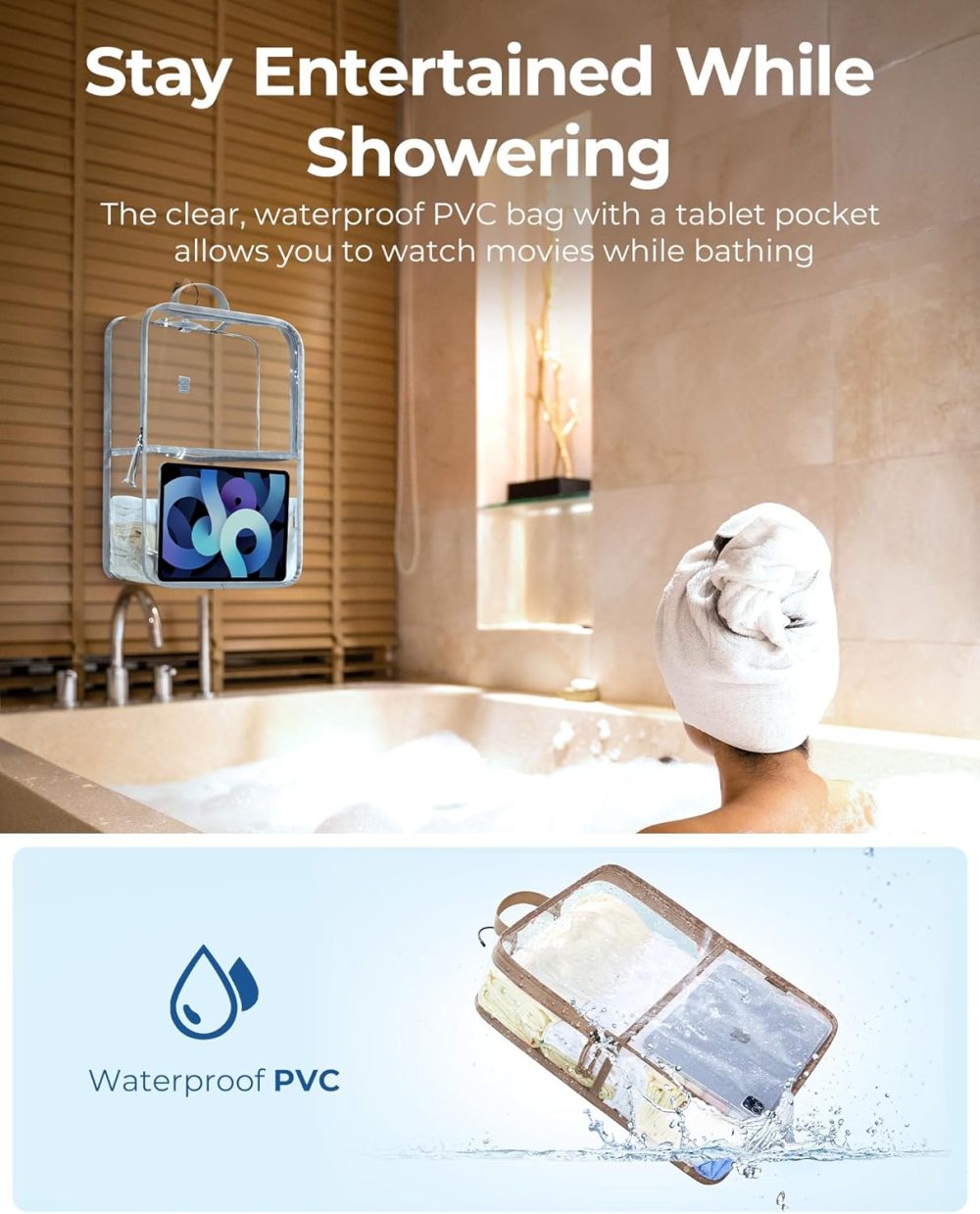 BAGSMART Hanging Packing Cubes for Travel, 6 Set Clear Waterproof Packing Cubes for Suitcases, Storage Organizer for Hanging Closet with Zipper, Handles and Hook Sky Blue - Image 2