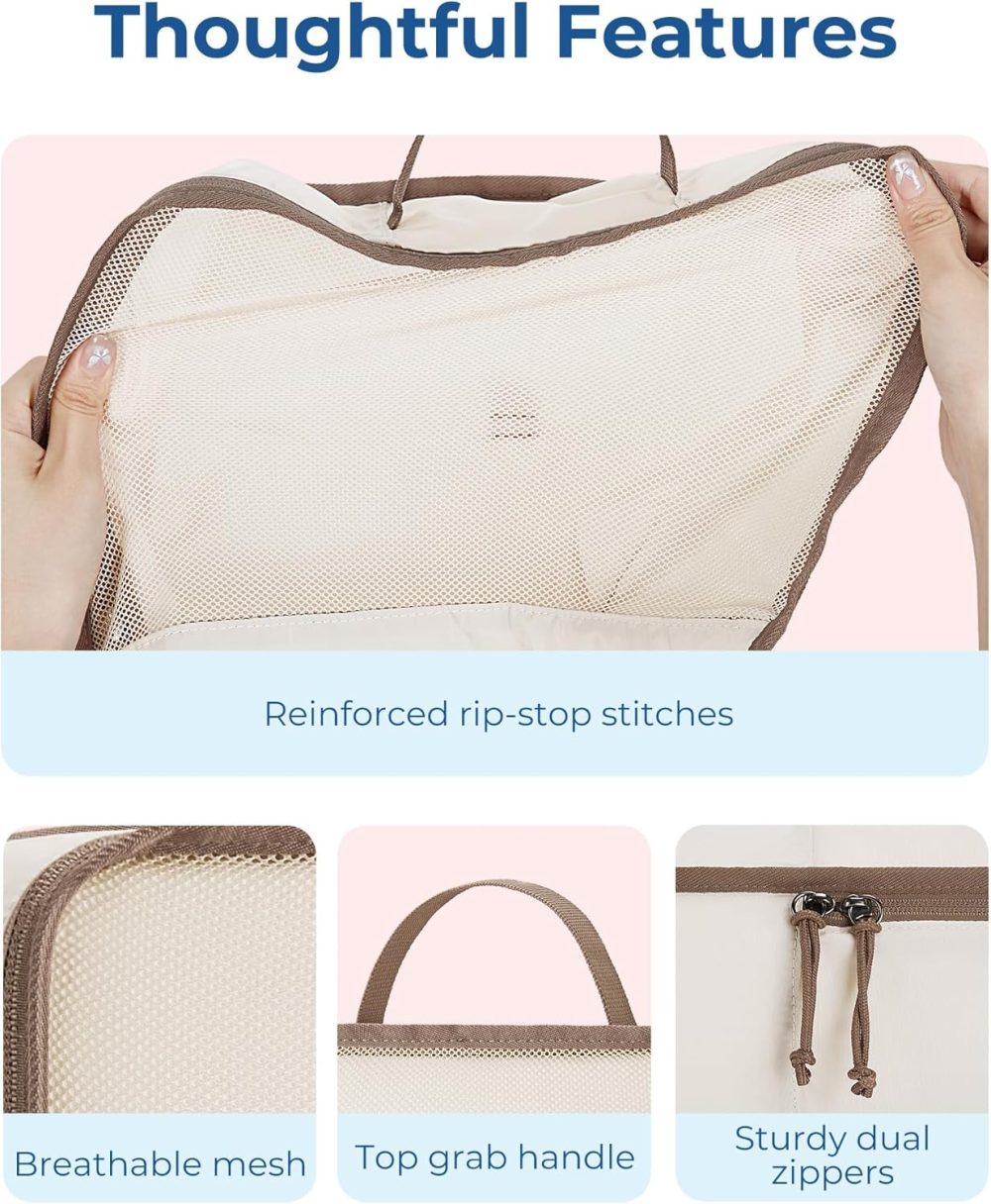 BAGSMART Hanging Packing Cubes for Travel, 6 Set Clear Waterproof Packing Cubes for Suitcases, Storage Organizer for Hanging Closet with Zipper, Handles and Hook Sky Blue - Image 4