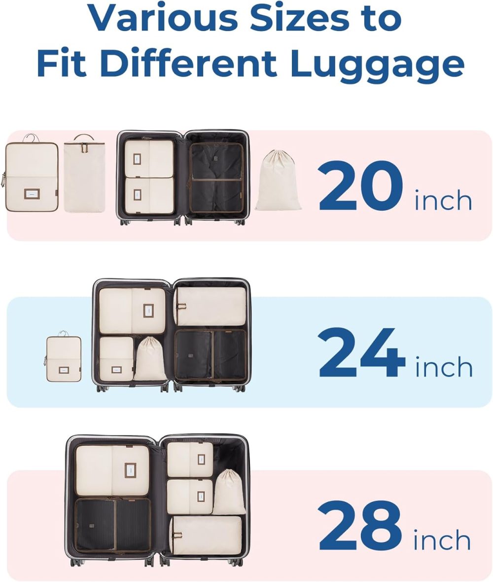 BAGSMART Hanging Packing Cubes for Travel, 6 Set Clear Waterproof Packing Cubes for Suitcases, Storage Organizer for Hanging Closet with Zipper, Handles and Hook Sky Blue - Image 6