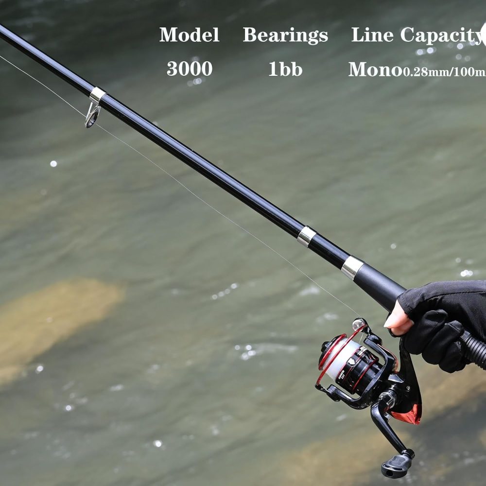 Fishing Pole Combo Set,2.1m/6.89ft 2PCS Collapsible Rods 2PCS Spinning Reels Lures Set Carrier Bag Carbon Fiber Telescopic Fishing Rods Sea Saltwater Freshwater Kit Fishing Rod Reel Combos - Image 4