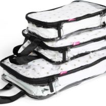 MIAMICA 3-Piece Packing Cubes, Black Bee Clear Design – Includes Small, Medium and Large Suitcase Organizers with Durable Design