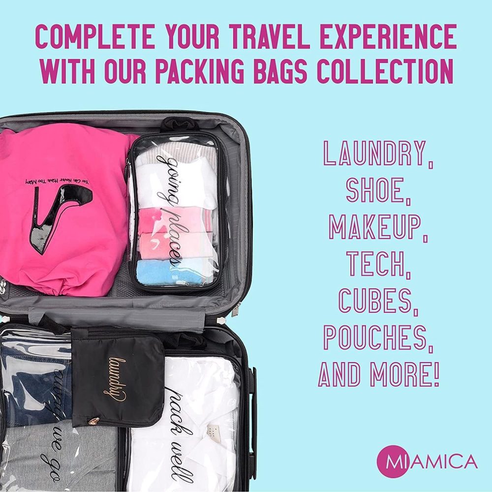 MIAMICA 3-Piece Packing Cubes, Black Bee Clear Design – Includes Small, Medium and Large Suitcase Organizers with Durable Design - Image 5
