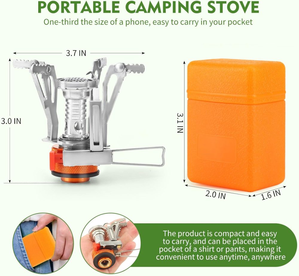 Portable Camping Stove Backpacking Stove, Specialized Camping Stove with Piezo Ignition Stable Support Wind-Resistance, Camp Stove for Camping Hiking&Outdoor Adventure Cooking - Image 2