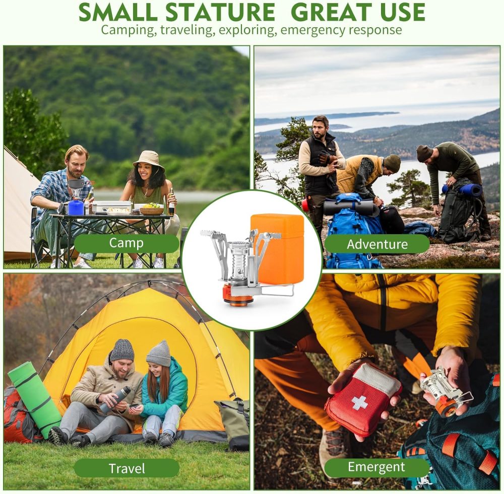 Portable Camping Stove Backpacking Stove, Specialized Camping Stove with Piezo Ignition Stable Support Wind-Resistance, Camp Stove for Camping Hiking&Outdoor Adventure Cooking - Image 5
