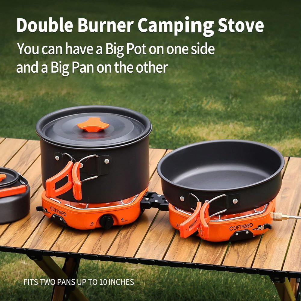 Propane 2 Burner Camping Stove with Carrying Bag, Portable Folding Gas Stove for Camping, Backpacking Camp Stove for Outdoor Cooking, With 17,000 BTU Adjustable Burners for BBQ, Tailgating - Image 2